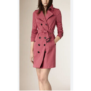 Burberry London Sandringham Gabardine Cotton Trench Coat US 4 Rose Pink #1G416